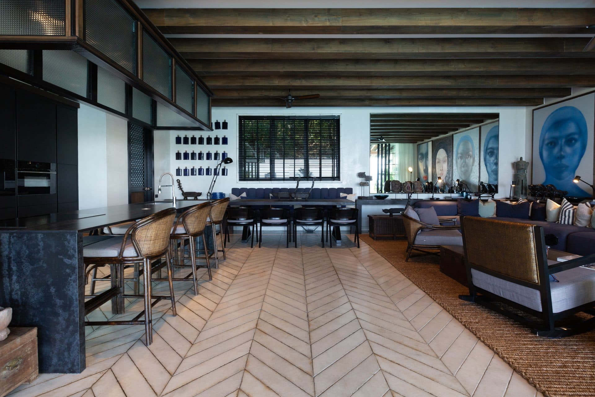 Open-plan living room at Villa Kram, Koh Samui